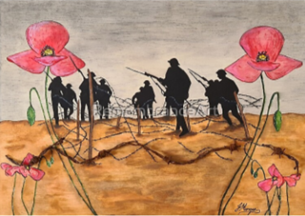 The Somme British Soldiers Advancing Across The Poppies In No Mans Land